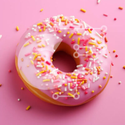 Intra Συλλεκτικό Ξύλινο Παζλ Plywood 4mm - Πολύχρωμο πασπαλισμένο ντόνατ σε ροζ φόντο Σε Ξύλινο Κουτί - Διαστάσεις: 10x10 cm – 25 κομμάτια - Image 1