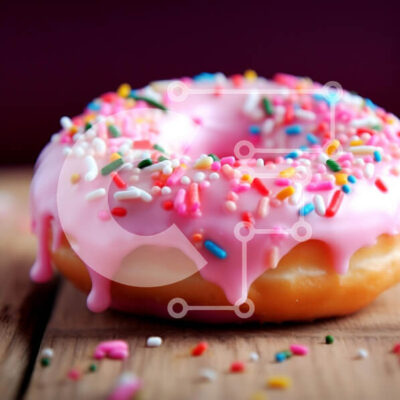 Intra Συλλεκτικό Ξύλινο Παζλ Plywood  4mm - Νόστιμο ροζ παγωμένο ντόνατ με ψεκασμούς Σε Ξύλινο Κουτί - Διαστάσεις: 10x10 cm – 25 κομμάτια - Image 1