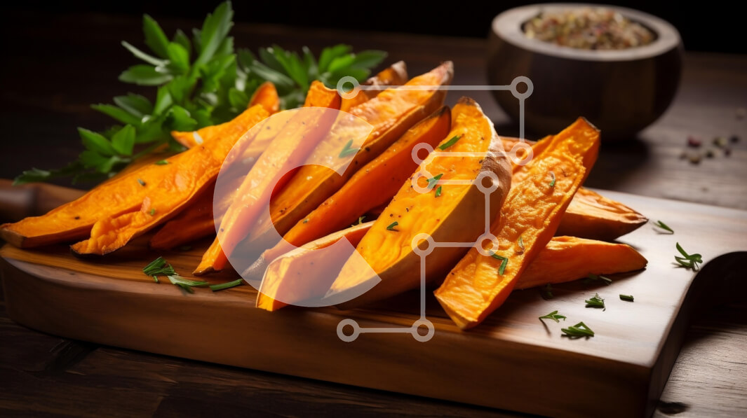 Intra Συλλεκτικό Ξύλινο Παζλ Plywood  4mm - Σφήνες ψητής γλυκοπατάτας σε ξύλινη σανίδα Σε Ξύλινο Κουτί - Διαστάσεις: 10x10 cm – 25 κομμάτια