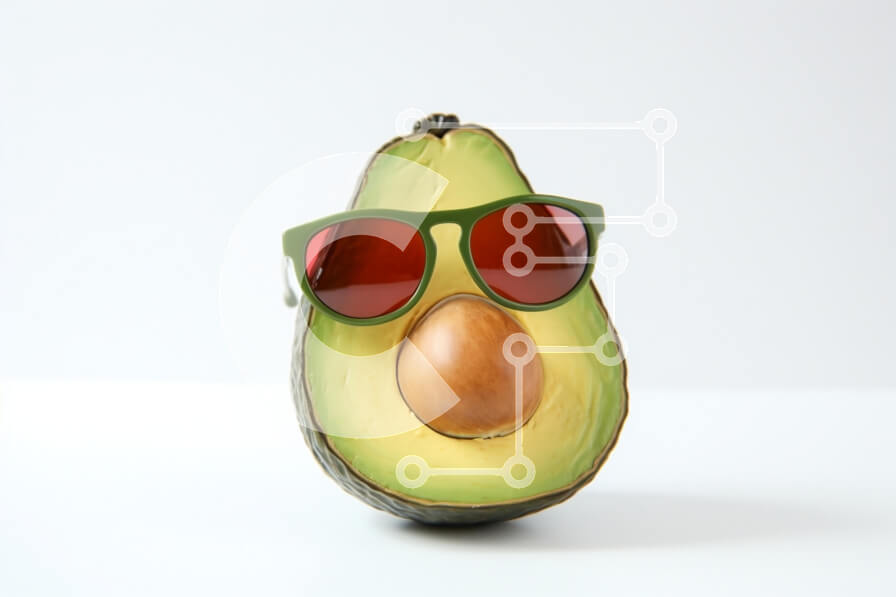 Intra Συλλεκτικό Ξύλινο Παζλ Plywood  4mm - Υπέροχο αβοκάντο με γυαλιά ηλίου Σε Ξύλινο Κουτί - Διαστάσεις: 10x10 cm – 25 κομμάτια