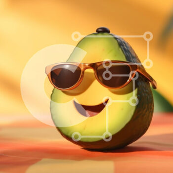 Intra Συλλεκτικό Ξύλινο Παζλ Plywood  4mm - Χαρούμενος χαρακτήρας αβοκάντο με γυαλιά ηλίου Σε Ξύλινο Κουτί - Διαστάσεις: 10x10 cm – 25 κομμάτια - Image 1