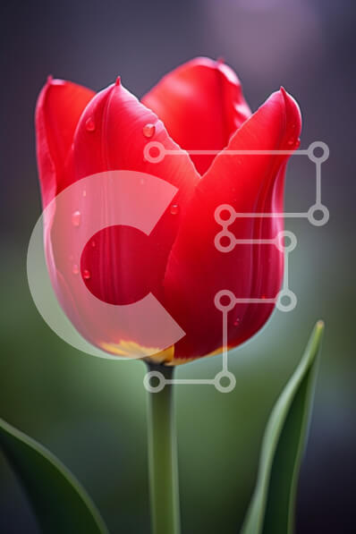 Intra Συλλεκτικό Ξύλινο Παζλ Plywood  4mm - Όμορφη κόκκινη τουλίπα με σταγονίδια νερού Σε Ξύλινο Κουτί - Διαστάσεις: 10x10 cm – 25 κομμάτια