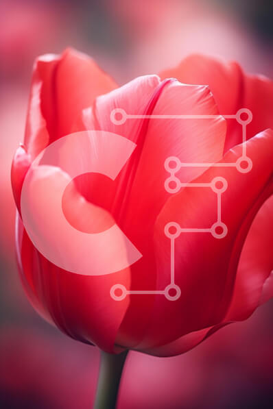 Intra Συλλεκτικό Ξύλινο Παζλ Plywood  4mm - Κοντινό πλάνο μιας κόκκινης τουλίπας Σε Ξύλινο Κουτί - Διαστάσεις: 10x10 cm – 25 κομμάτια