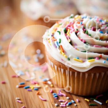 Intra Συλλεκτικό Ξύλινο Παζλ Plywood  4mm - Cupcake με ψεκασμούς σε ξύλινη επιφάνεια Σε Ξύλινο Κουτί - Διαστάσεις: 10x10 cm – 25 κομμάτια - Image 1