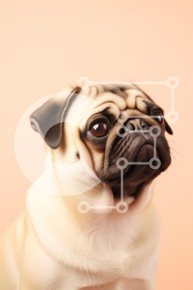 Intra Συλλεκτικό Ξύλινο Παζλ Plywood  4mm - Πορτρέτο ενός σκύλου πατημασιά σε φόντο ροδάκινου Σε Ξύλινο Κουτί - Διαστάσεις: 10x10 cm – 25 κομμάτια