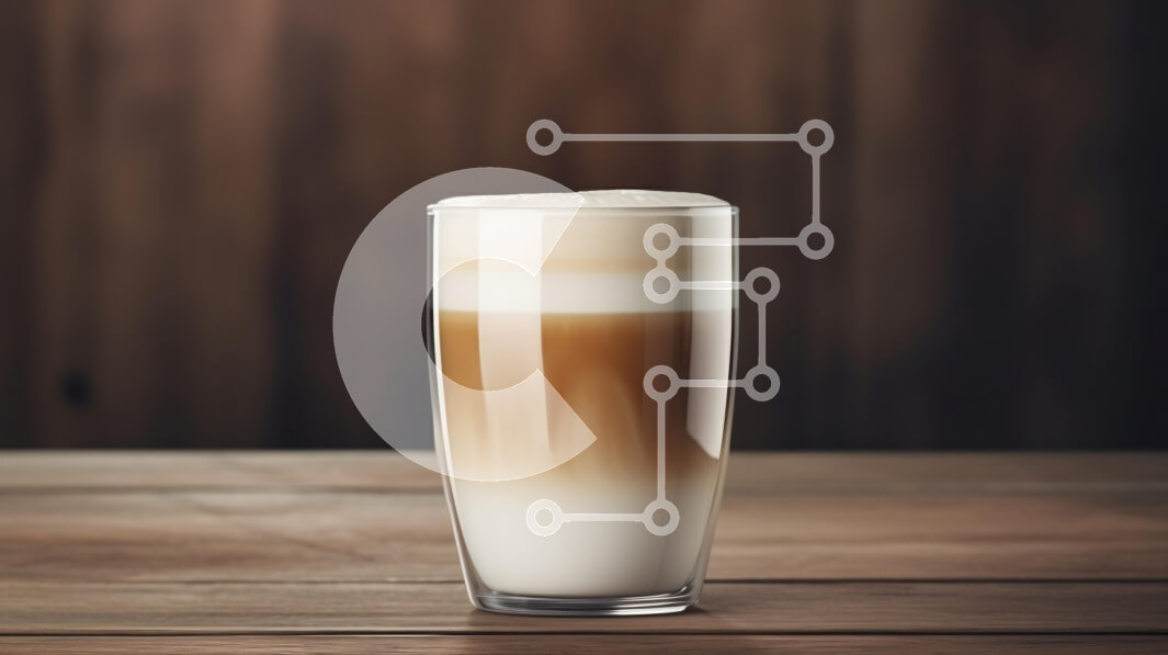 Intra Συλλεκτικό Ξύλινο Παζλ Plywood  4mm - Latte με στρώσεις σε ένα ποτήρι σε ένα ξύλινο τραπέζι Σε Ξύλινο Κουτί - Διαστάσεις: 10x10 cm – 25 κομμάτια