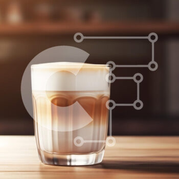 Intra Συλλεκτικό Ξύλινο Παζλ Plywood  4mm - Latte σε διαφανές ποτήρι σε ξύλινο τραπέζι Σε Ξύλινο Κουτί - Διαστάσεις: 10x10 cm – 25 κομμάτια - Image 1