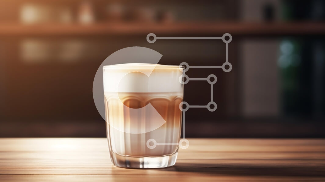 Intra Συλλεκτικό Ξύλινο Παζλ Plywood  4mm - Latte σε διαφανές ποτήρι σε ξύλινο τραπέζι Σε Ξύλινο Κουτί - Διαστάσεις: 10x10 cm – 25 κομμάτια