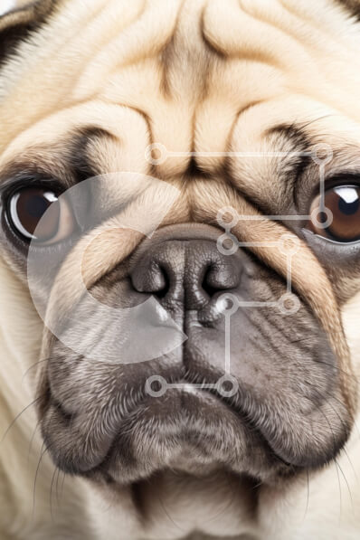 Intra Συλλεκτικό Ξύλινο Παζλ Plywood  4mm - Κοντινό πλάνο πορτρέτο ενός σκύλου πατημασιά Σε Ξύλινο Κουτί - Διαστάσεις: 10x10 cm – 25 κομμάτια