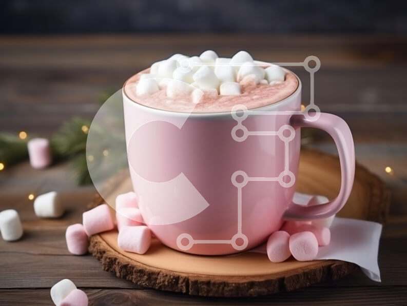 Intra Συλλεκτικό Ξύλινο Παζλ Plywood  4mm - Ροζ Κούπα ζεστή σοκολάτα με Marshmallows Σε Ξύλινο Κουτί - Διαστάσεις: 10x10 cm – 25 κομμάτια