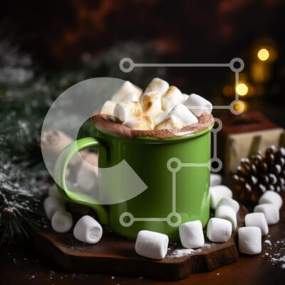 Intra Συλλεκτικό Ξύλινο Παζλ Plywood  4mm - Ζεστή ζεστή σοκολάτα με Marshmallows σε ένα εορταστικό περιβάλλον Σε Ξύλινο Κουτί - Διαστάσεις: 10x10 cm – 25 κομμάτια - Image 1