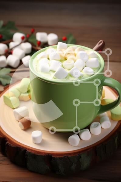 Intra Συλλεκτικό Ξύλινο Παζλ Plywood  4mm - Άνετη πράσινη κούπα με Marshmallows Σε Ξύλινο Κουτί - Διαστάσεις: 10x10 cm – 25 κομμάτια