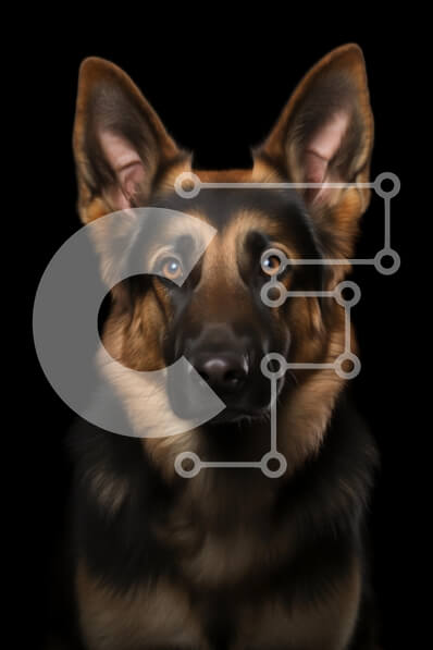 Intra Συλλεκτικό Ξύλινο Παζλ Plywood  4mm - Κοντινό πλάνο πορτρέτο ενός γερμανικού ποιμενικού σκύλου Σε Ξύλινο Κουτί - Διαστάσεις: 10x10 cm – 25 κομμάτια