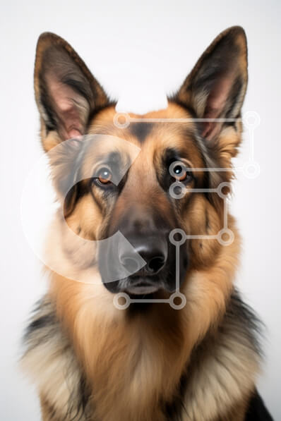 Intra Συλλεκτικό Ξύλινο Παζλ Plywood  4mm - Κοντινό πλάνο πορτρέτο ενός γερμανικού ποιμενικού σκύλου Σε Ξύλινο Κουτί - Διαστάσεις: 10x10 cm – 25 κομμάτια