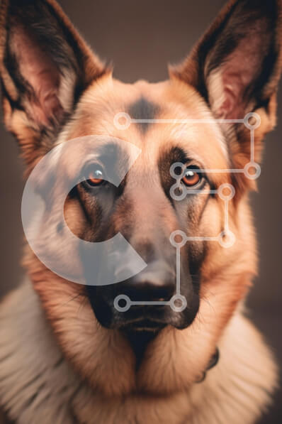 Intra Συλλεκτικό Ξύλινο Παζλ Plywood  4mm - Κοντινό πλάνο ενός γερμανικού ποιμενικού σκύλου Σε Ξύλινο Κουτί - Διαστάσεις: 10x10 cm – 25 κομμάτια