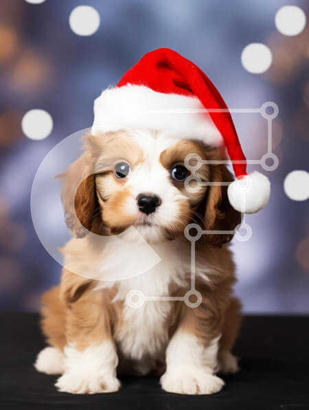 Intra Συλλεκτικό Ξύλινο Παζλ Plywood  4mm - Κουτάβι με καπέλο Άγιου Βασίλη Σε Ξύλινο Κουτί - Διαστάσεις: 10x10 cm – 25 κομμάτια