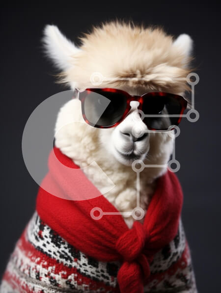 Intra Συλλεκτικό Ξύλινο Παζλ Plywood  4mm - Κομψό Alpaca σε γυαλιά ηλίου και κασκόλ Σε Ξύλινο Κουτί - Διαστάσεις: 10x10 cm – 25 κομμάτια