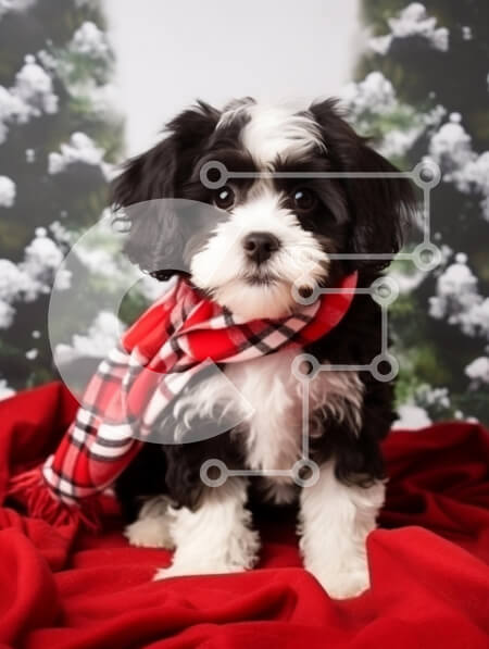 Intra Συλλεκτικό Ξύλινο Παζλ Plywood  4mm - Κουτάβι με κασκόλ με χιονισμένο φόντο Σε Ξύλινο Κουτί - Διαστάσεις: 10x10 cm – 25 κομμάτια