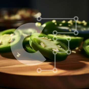 Intra Συλλεκτικό Ξύλινο Παζλ Plywood  4mm - Φρεσκοκομμένες πιπεριές Jalapeo σε ξύλινο ξύλο κοπής Σε Ξύλινο Κουτί - Διαστάσεις: 10x10 cm – 25 κομμάτια - Image 1