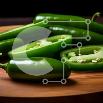 Intra Συλλεκτικό Ξύλινο Παζλ Plywood  4mm - Φρέσκες πιπεριές Jalapeo σε ξύλινο ξύλο κοπής Σε Ξύλινο Κουτί - Διαστάσεις: 10x10 cm – 25 κομμάτια - Image 1