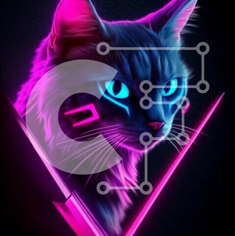 Intra Συλλεκτικό Ξύλινο Παζλ Plywood  4mm - Neon Cat Art Σε Ξύλινο Κουτί - Διαστάσεις: 10x10 cm – 25 κομμάτια - Image 1