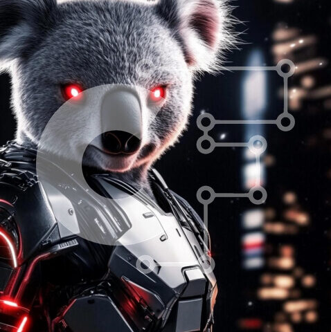 Intra Συλλεκτικό Ξύλινο Παζλ Plywood  4mm - Φουτουριστικός χαρακτήρας κοάλα σε πανοπλία υψηλής τεχνολογίας Σε Ξύλινο Κουτί - Διαστάσεις: 10x10 cm – 25 κομμάτια - Image 1