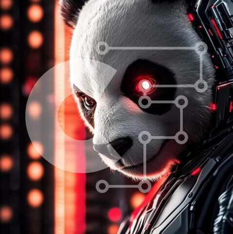 Intra Συλλεκτικό Ξύλινο Παζλ Plywood  4mm - Φουτουριστικό Cyber ​​Panda Σε Ξύλινο Κουτί - Διαστάσεις: 10x10 cm – 25 κομμάτια - Image 1