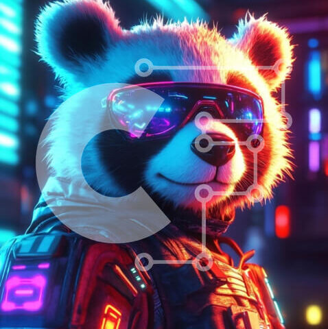 Intra Συλλεκτικό Ξύλινο Παζλ Plywood 4mm - Φουτουριστικός χαρακτήρας Panda Σε Ξύλινο Κουτί - Διαστάσεις: 10x10 cm – 25 κομμάτια - Image 1