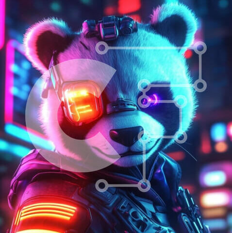 Intra Συλλεκτικό Ξύλινο Παζλ Plywood 4mm - Φουτουριστικό Cyber Panda Σε Ξύλινο Κουτί - Διαστάσεις: 10x10 cm – 25 κομμάτια - Image 1