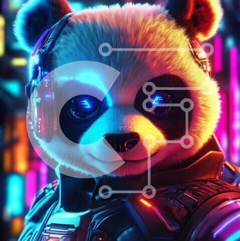 Intra Συλλεκτικό Ξύλινο Παζλ Plywood 4mm - Φουτουριστικό Panda με ακουστικά Σε Ξύλινο Κουτί - Διαστάσεις: 10x10 cm – 25 κομμάτια - Image 1