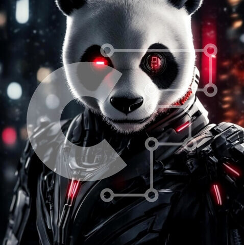 Intra Συλλεκτικό Ξύλινο Παζλ Plywood  4mm - Φουτουριστικός χαρακτήρας Panda με Κυβερνητική στολή Σε Ξύλινο Κουτί - Διαστάσεις: 10x10 cm – 25 κομμάτια - Image 1