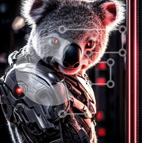 Intra Συλλεκτικό Ξύλινο Παζλ Plywood  4mm - Ρομποτικό Κοάλα με Κυβερνητικές Βελτιώσεις Σε Ξύλινο Κουτί - Διαστάσεις: 10x10 cm – 25 κομμάτια - Image 1