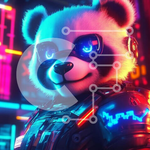 Intra Συλλεκτικό Ξύλινο Παζλ Plywood  4mm - Φουτουριστικός χαρακτήρας Panda Σε Ξύλινο Κουτί - Διαστάσεις: 10x10 cm – 25 κομμάτια - Image 1