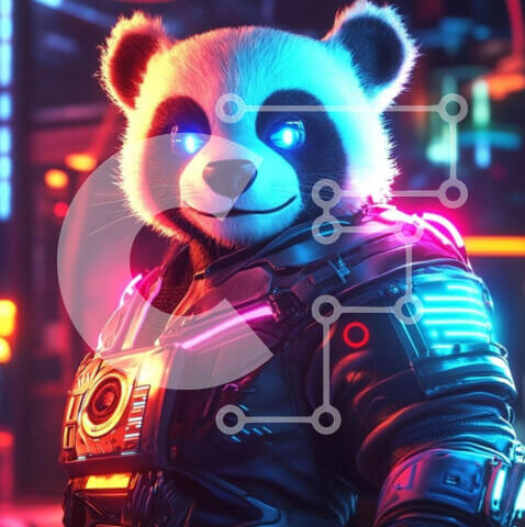 Intra Συλλεκτικό Ξύλινο Παζλ Plywood 4mm - Φουτουριστικό Panda με κοστούμι υψηλής τεχνολογίας Σε Ξύλινο Κουτί - Διαστάσεις: 10x10 cm – 25 κομμάτια - Image 1