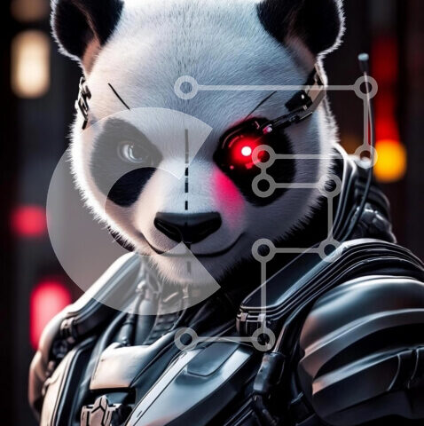 Intra Συλλεκτικό Ξύλινο Παζλ Plywood 4mm - Φουτουριστικός χαρακτήρας Panda Σε Ξύλινο Κουτί - Διαστάσεις: 10x10 cm – 25 κομμάτια - Image 1