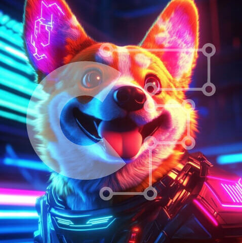 Intra Συλλεκτικό Ξύλινο Παζλ Plywood  4mm - Φουτουριστικό Corgi με φώτα νέον Σε Ξύλινο Κουτί - Διαστάσεις: 10x10 cm – 25 κομμάτια - Image 1