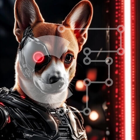 Intra Συλλεκτικό Ξύλινο Παζλ Plywood  4mm - Cyborg Corgi Σε Ξύλινο Κουτί - Διαστάσεις: 10x10 cm – 25 κομμάτια - Image 1