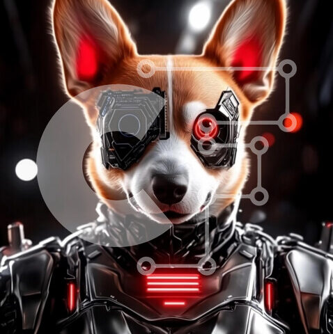 Intra Συλλεκτικό Ξύλινο Παζλ Plywood  4mm - Cyborg Corgi με ρομποτικές βελτιώσεις Σε Ξύλινο Κουτί - Διαστάσεις: 10x10 cm – 25 κομμάτια - Image 1