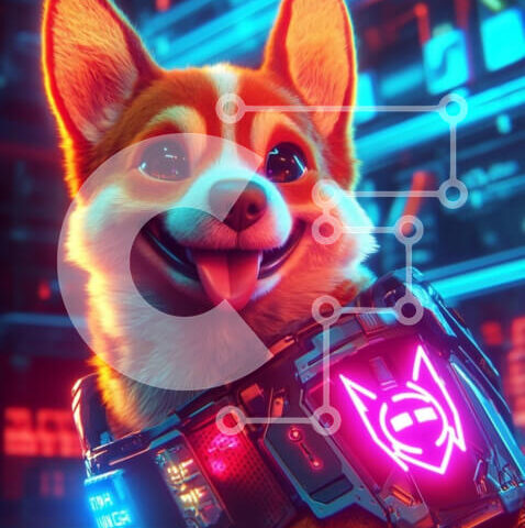 Intra Συλλεκτικό Ξύλινο Παζλ Plywood 4mm - Γοητευτικό Corgi σε φουτουριστικό περιβάλλον Σε Ξύλινο Κουτί - Διαστάσεις: 10x10 cm – 25 κομμάτια - Image 1