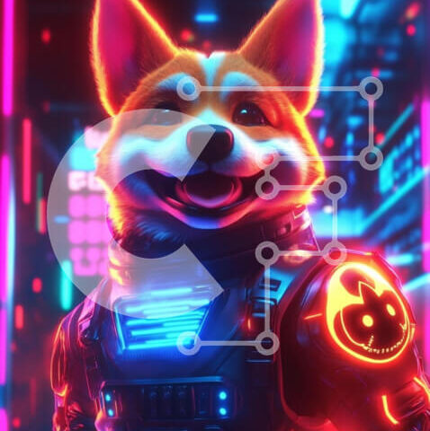 Intra Συλλεκτικό Ξύλινο Παζλ Plywood 4mm - Φουτουριστικό Corgi σε περιβάλλον νέον Σε Ξύλινο Κουτί - Διαστάσεις: 10x10 cm – 25 κομμάτια - Image 1