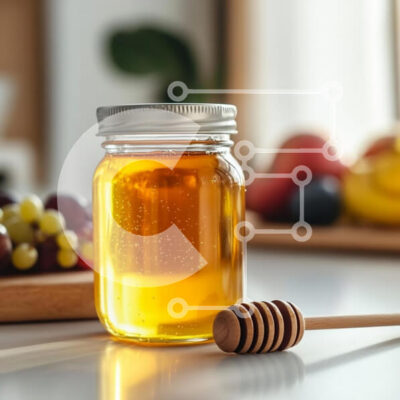 Intra Συλλεκτικό Ξύλινο Παζλ Plywood  4mm - Βάζο με μέλι με φόντο ξύλινη Άρκτος και φρούτα Σε Ξύλινο Κουτί - Διαστάσεις: 10x10 cm – 25 κομμάτια - Image 1