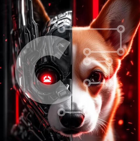 Intra Συλλεκτικό Ξύλινο Παζλ Plywood  4mm - Cyborg Corgi Σε Ξύλινο Κουτί - Διαστάσεις: 10x10 cm – 25 κομμάτια - Image 1