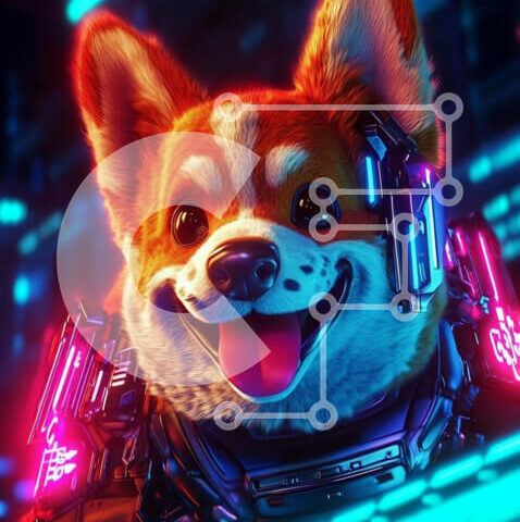 Intra Συλλεκτικό Ξύλινο Παζλ Plywood 4mm - Φουτουριστικό Corgi με Κυβερνητικές Βελτιώσεις Σε Ξύλινο Κουτί - Διαστάσεις: 10x10 cm – 25 κομμάτια - Image 1