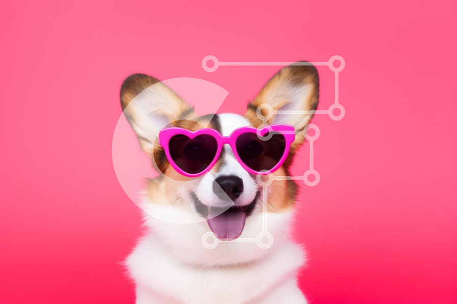 Intra Συλλεκτικό Ξύλινο Παζλ Plywood  4mm - Σκύλος Corgi με γυαλιά ηλίου σε σχήμα καρδιάς Σε Ξύλινο Κουτί - Διαστάσεις: 10x10 cm – 25 κομμάτια