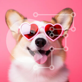Intra Συλλεκτικό Ξύλινο Παζλ Plywood 4mm - Happy Corgi Dog με γυαλιά ηλίου σε σχήμα καρδιάς Σε Ξύλινο Κουτί - Διαστάσεις: 10x10 cm – 25 κομμάτια - Image 1