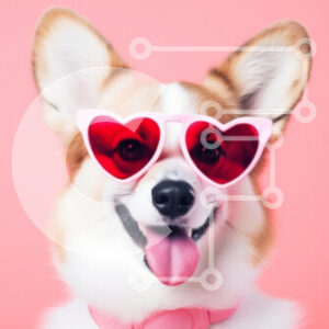 Intra Συλλεκτικό Ξύλινο Παζλ Plywood  4mm - Σκύλος Corgi με γυαλιά ηλίου σε σχήμα καρδιάς Σε Ξύλινο Κουτί - Διαστάσεις: 10x10 cm – 25 κομμάτια