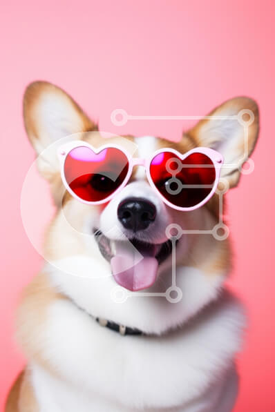 Intra Συλλεκτικό Ξύλινο Παζλ Plywood  4mm - Σκύλος Corgi με γυαλιά ηλίου σε σχήμα καρδιάς Σε Ξύλινο Κουτί - Διαστάσεις: 10x10 cm – 25 κομμάτια