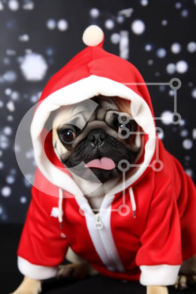 Intra Συλλεκτικό Ξύλινο Παζλ Plywood  4mm - Σκυλί πατημασιά με κοστούμι Άγιου Βασίλη με φόντο νιφάδα χιονιού Σε Ξύλινο Κουτί - Διαστάσεις: 10x10 cm – 25 κομμάτια