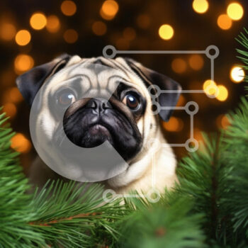 Intra Συλλεκτικό Ξύλινο Παζλ Plywood 4mm - Pug Dog σε εορταστικό περιβάλλον Σε Ξύλινο Κουτί - Διαστάσεις: 10x10 cm – 25 κομμάτια - Image 1