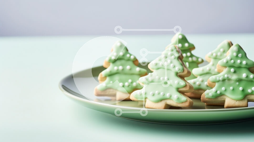 Intra Συλλεκτικό Ξύλινο Παζλ Plywood  4mm - Μπισκότα χριστουγεννιάτικου δέντρου στο πράσινο πιάτο Σε Ξύλινο Κουτί - Διαστάσεις: 10x10 cm – 25 κομμάτια